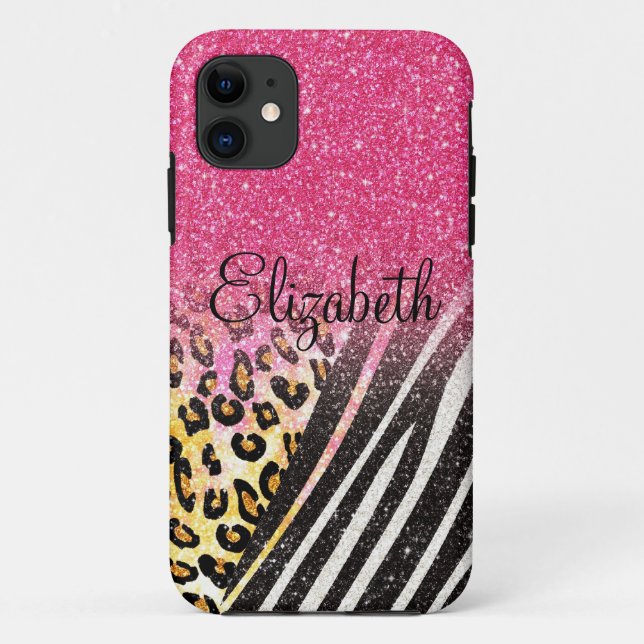 Awesome girly trendy leopard print, zebra stripes Case-Mate iPhone case (Back)