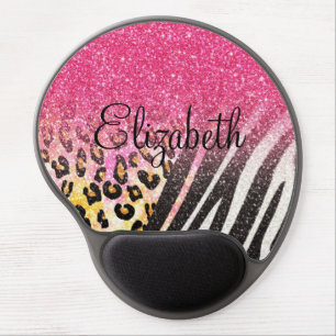 Awesome girly trendy leopard print, zebra stripes gel mouse pad