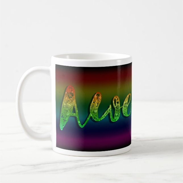 Awesome Glitter Rainbow Statement Cute Fun Coffee Mug (Left)