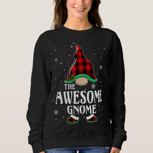 Awesome Gnome Buffalo Plaid Matching Family Christ Sweatshirt