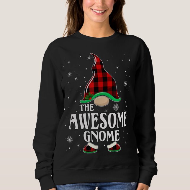 Awesome Gnome Buffalo Plaid Matching Family Christ Sweatshirt (Front)