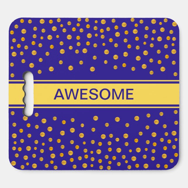 Awesome Gold Confetti on Lavender Blue Stadium Seat Cushion (Front Horizontal)