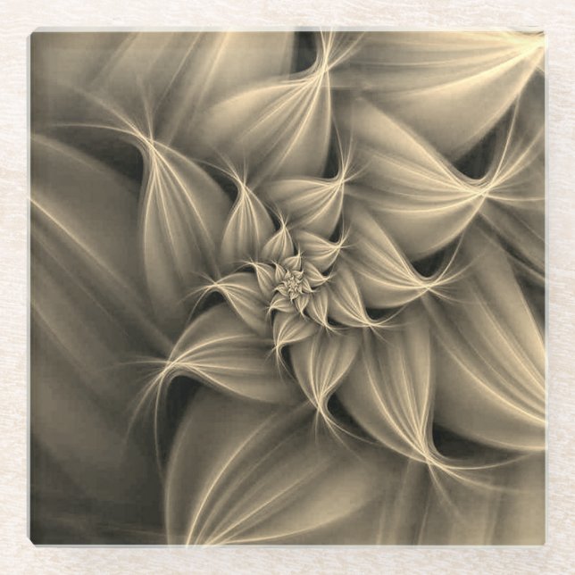 Awesome Gold Flower Fractal  Glass Coaster (Front)