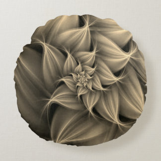 Awesome Gold Flower Fractal Round Pillow