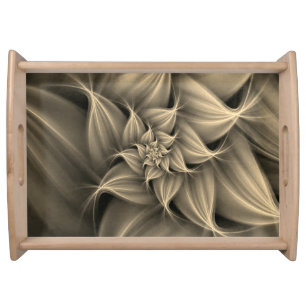 Awesome Gold Flower Fractal  Serving Tray