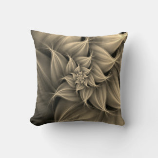 Awesome Gold Flower Fractal Throw Pillow