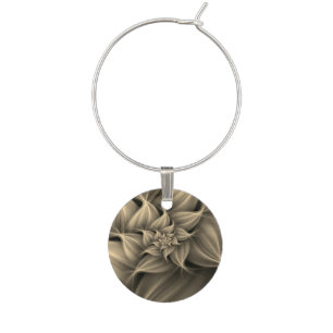 Awesome Gold Rose Flower Fractal Wine Charm