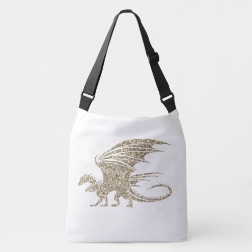 Awesome Golden Mosaic Dragon   Crossbody Bag