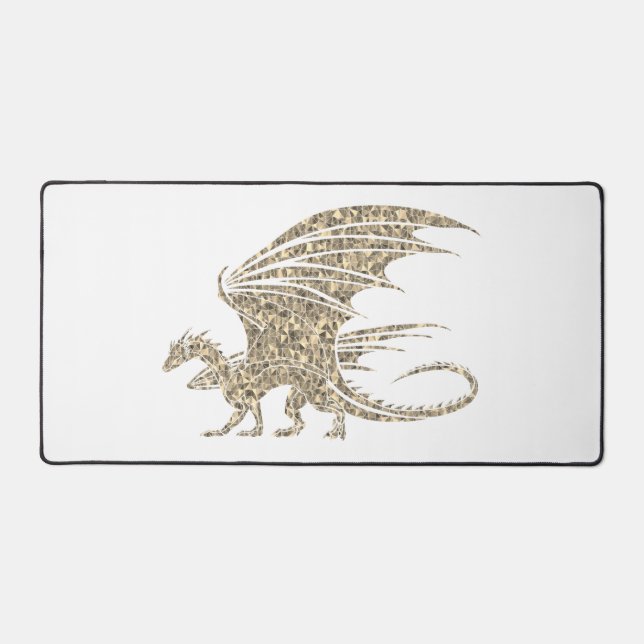 Awesome Golden Mosaic Dragon Desk Mat (Front)