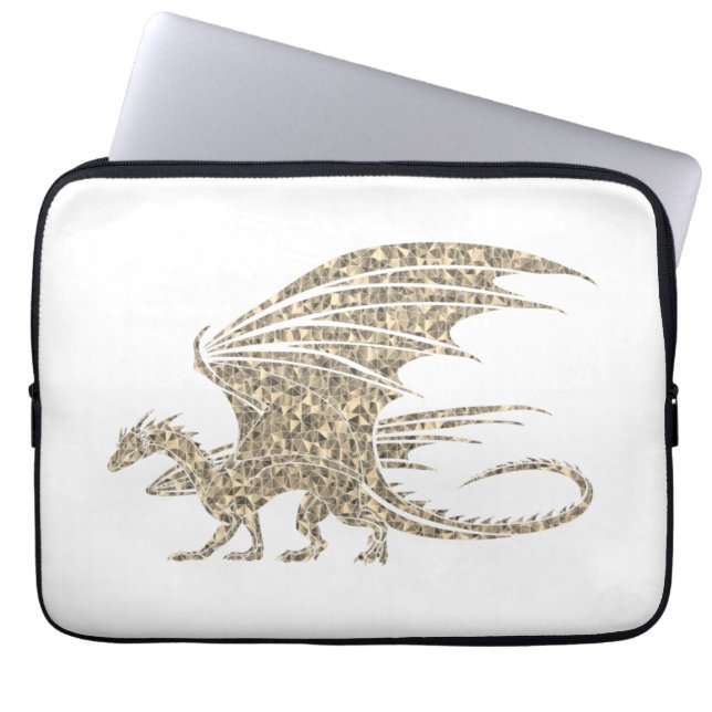 Awesome Golden Mosaic Dragon Laptop Sleeve (Front)