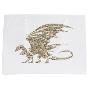 Awesome Golden Mosaic Dragon Large Gift Bag