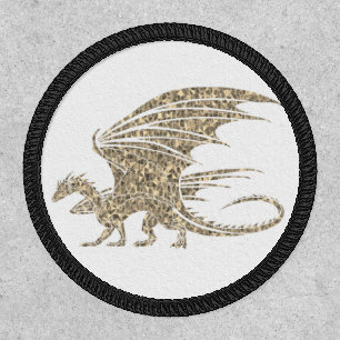 Awesome Golden  Mosaic Dragon on white Patch