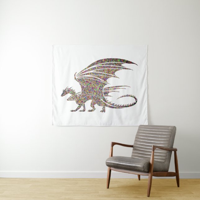 Awesome Golden Mosaic Dragon Tapestry (In Situ (Horizontal))