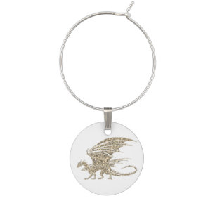 Awesome Golden Mosaic Dragon Wine Charm