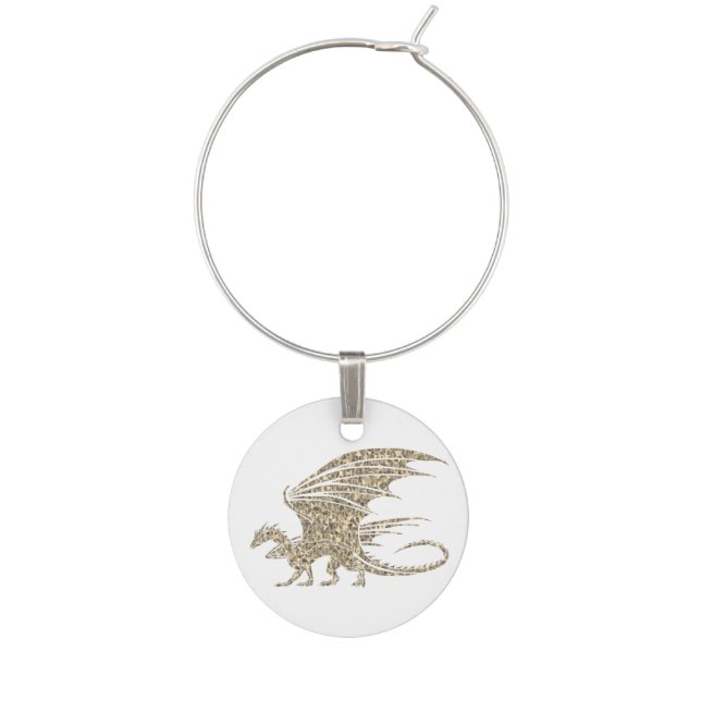 Awesome Golden Mosaic Dragon Wine Charm (Front)