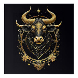 Awesome Golden Taurus Zodiac Symbol Acrylic Print