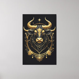 Awesome Golden Taurus Zodiac Symbol Canvas Print