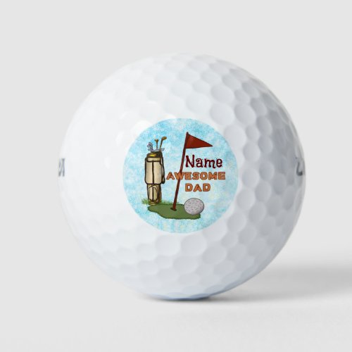 Awesome Golf Dad custom name  Golf Balls