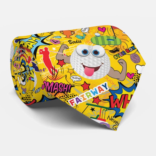 ⛳️Awesome golf mix yellow 💛  Neck Tie (Rolled)