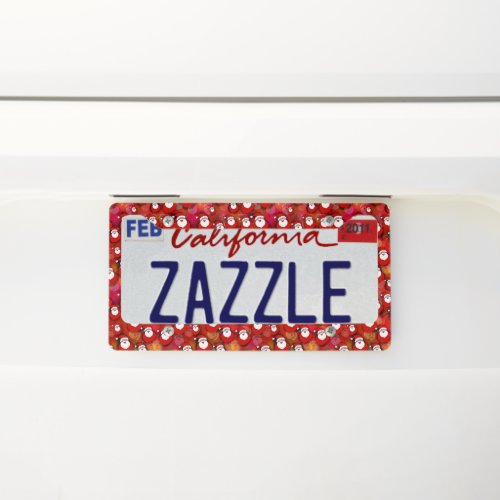 Awesome Gorgeous Cool Christmas Red Santa Claus License Plate Frame
