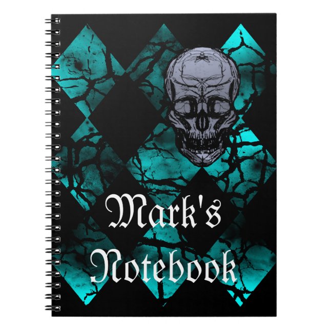 Awesome Gothic Skull and Diamond Pattern Notebook (Front)