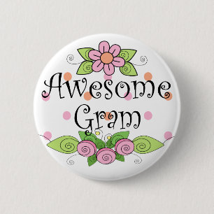 Awesome Gram T-Shirt Button