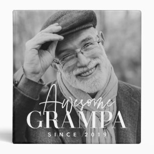 Awesome Grampa Since 20XX Simple Elegant Photo 3 Ring Binder