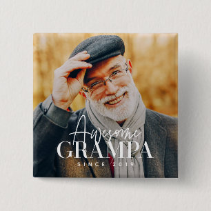 Awesome Grampa Since 20XX Simple Elegant Photo Button