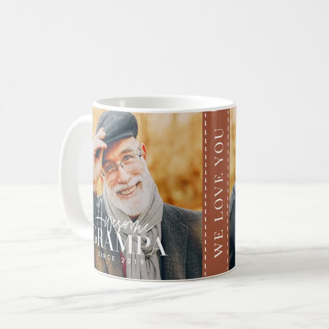 Awesome Grampa Since 20XX Simple Elegant Photo Coffee Mug (Front Left)