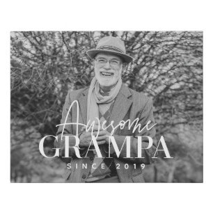 Awesome Grampa Since 20XX Simple Elegant Photo Faux Canvas Print