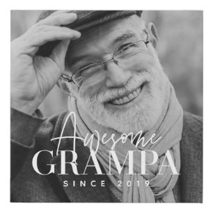 Awesome Grampa Since 20XX Simple Elegant Photo Faux Canvas Print