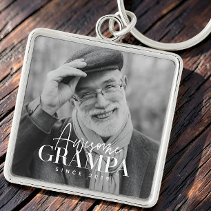 Awesome Grampa Since 20XX Simple Elegant Photo Keychain
