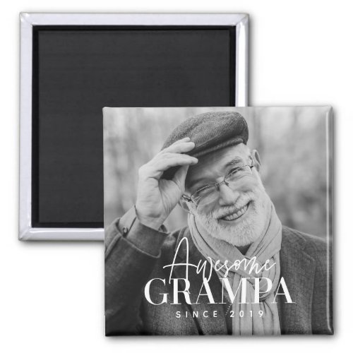 Awesome Grampa Since 20XX Simple Elegant Photo Magnet