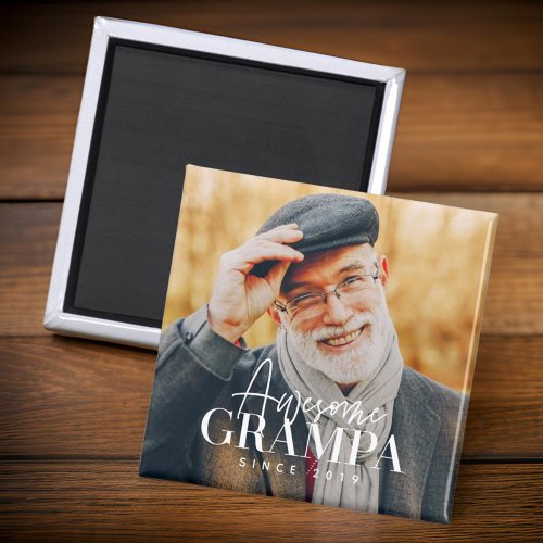 Awesome Grampa Since 20XX Simple Elegant Photo Magnet