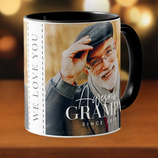 Awesome Grampa Since 20XX Simple Elegant Photo Mug (Creator Uploaded)