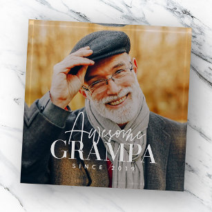 Awesome Grampa Since 20XX Simple Elegant Photo Paperweight