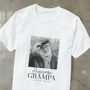 Awesome Grampa Since 20XX Simple Elegant Photo T-Shirt