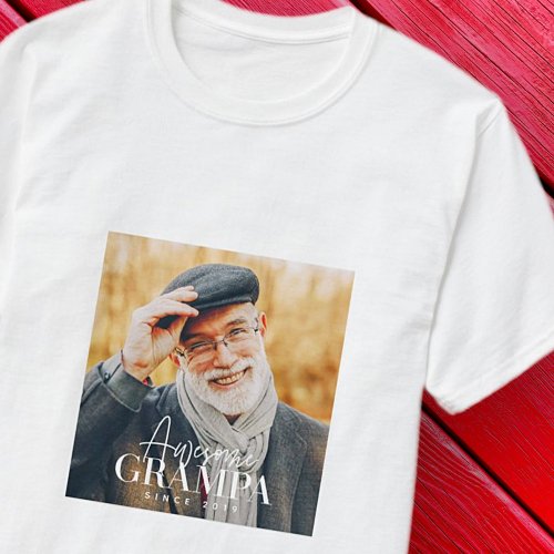 Awesome Grampa Since 20XX Simple Elegant Photo T_Shirt