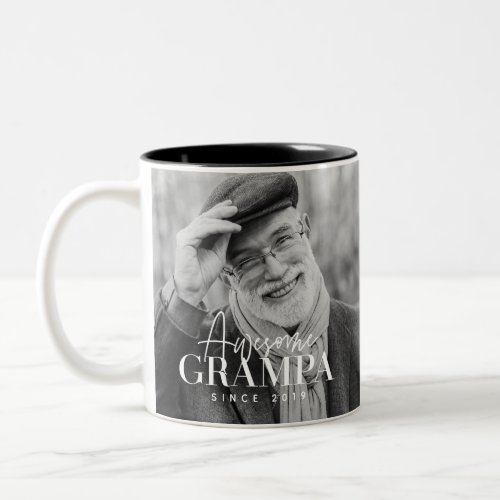 Awesome Grampa Since 20XX Simple Elegant Photo Two_Tone Coffee Mug