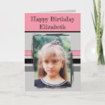 Awesome Granddaughter add photo grey birthday Card<br><div class="desc">For an awesome Granddaughter birthday greeting card.
This card is sure to put a smile on her face and make her feel special.
just add your personalized message inside and replace the photo with your own.
Color scheme is pink and grey.</div>