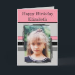 Awesome Granddaughter add photo grey birthday Card<br><div class="desc">For an awesome Granddaughter birthday greeting card.
This card is sure to put a smile on her face and make her feel special.
just add your personalized message inside and replace the photo with your own.
Color scheme is pink and grey.</div>