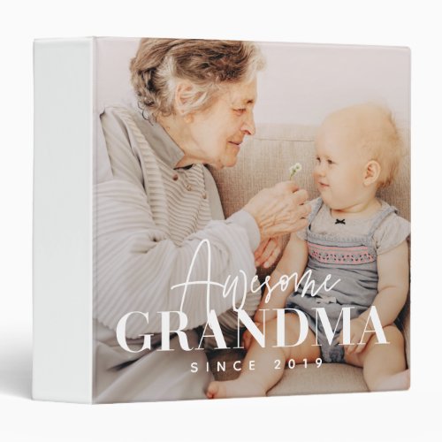 Awesome Grandma Since 20XX Simple Elegant Photo 3 Ring Binder