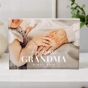 Awesome Grandma Since 20XX Simple Elegant Photo Block