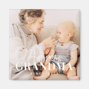 Awesome Grandma Since 20XX Simple Elegant Photo Magnet