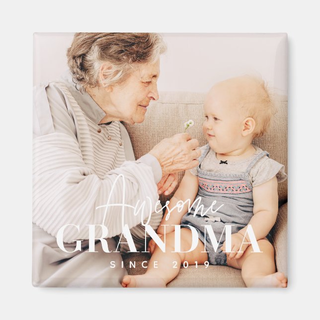 Awesome Grandma Since 20XX Simple Elegant Photo Magnet (Front)
