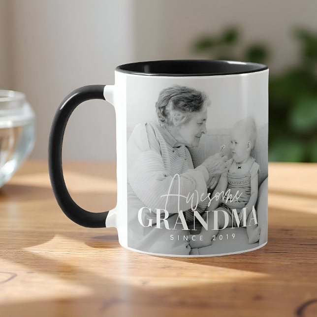Awesome Grandma Since 20XX Simple Elegant Photo Mug (Creator Uploaded)