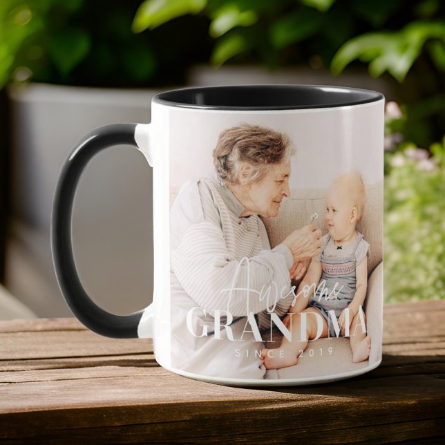 Awesome Grandma Since 20XX Simple Elegant Photo Mug (Creator Uploaded)