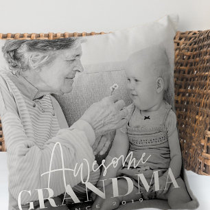 Awesome Grandma Since 20XX Simple Elegant Photo Throw Pillow