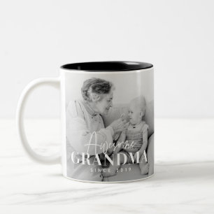 Awesome Grandma Since 20XX Simple Elegant Photo Two-Tone Coffee Mug