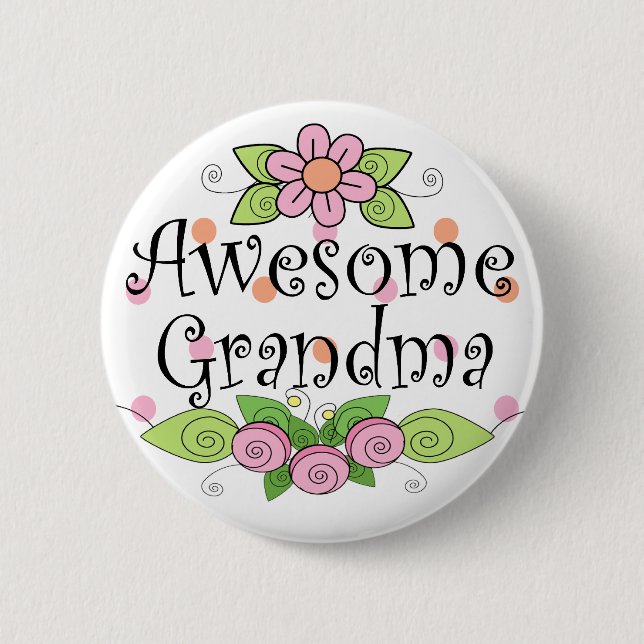 Awesome Grandma T-Shirt Pinback Button (Front)